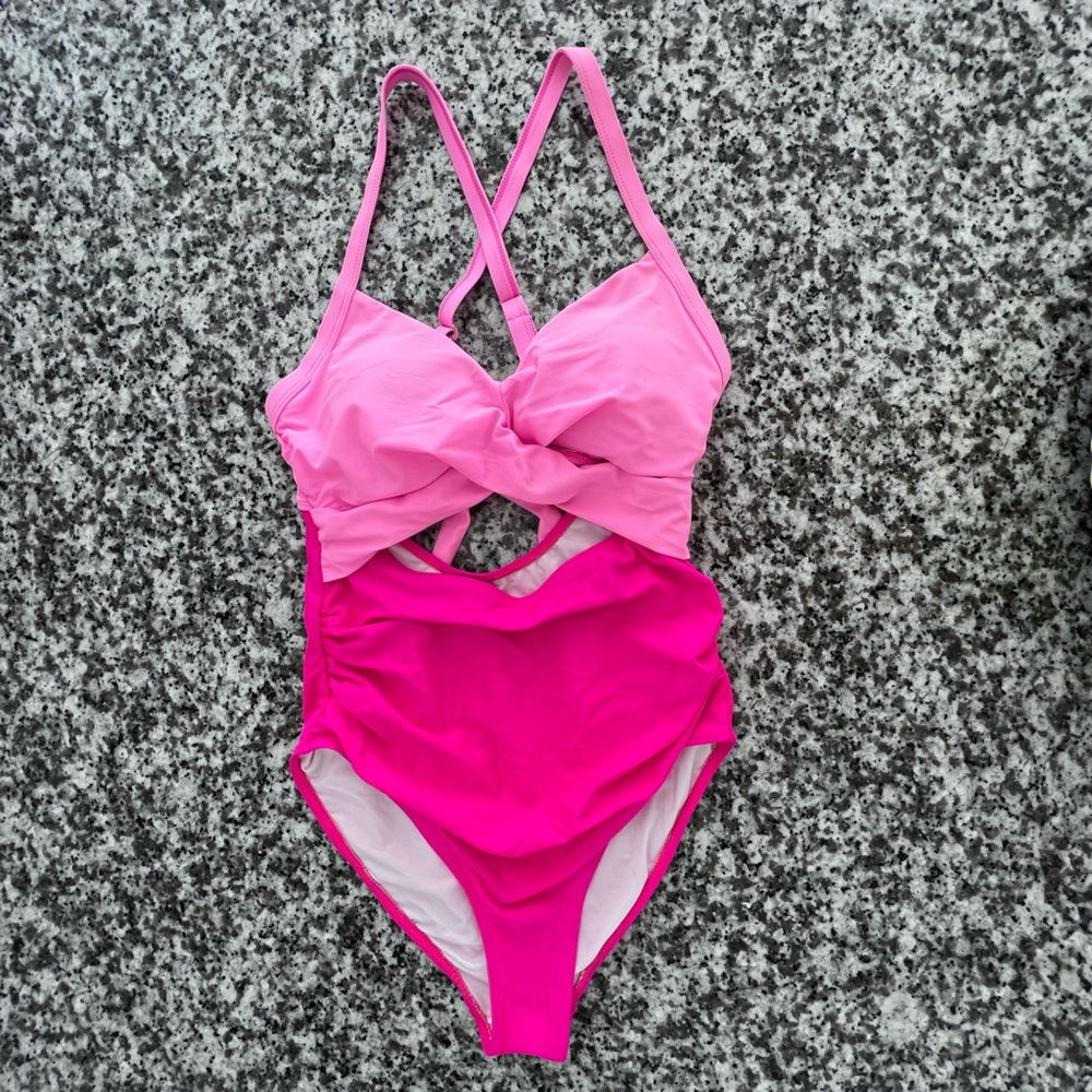 Pink one piece bathing suit